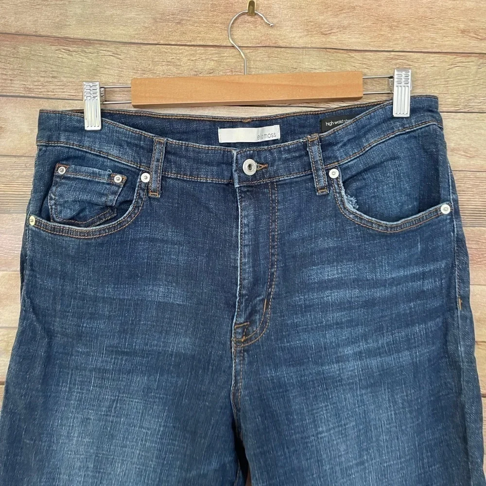 Ella Moss High Waist Straight Ankle Jeans Women's Dark Wash Size: 14/32 - Picture 7 of 10